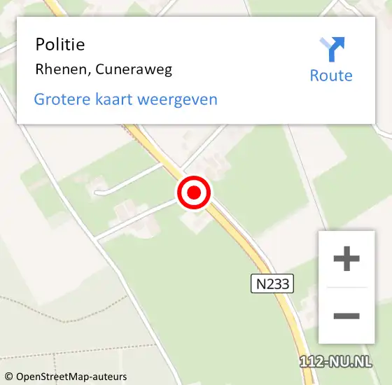 Locatie op kaart van de 112 melding: Politie Rhenen, Cuneraweg op 7 december 2017 19:16