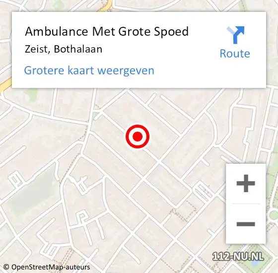 Locatie op kaart van de 112 melding: Ambulance Met Grote Spoed Naar Zeist, Bothalaan op 7 december 2017 19:58