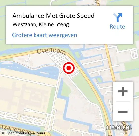 Locatie op kaart van de 112 melding: Ambulance Met Grote Spoed Naar Westzaan, Kleine Steng op 7 december 2017 20:12