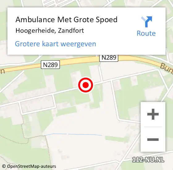 Locatie op kaart van de 112 melding: Ambulance Met Grote Spoed Naar Hoogerheide, Zandfort op 7 december 2017 20:14