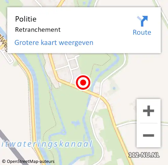 Locatie op kaart van de 112 melding: Politie Retranchement op 7 december 2017 20:16