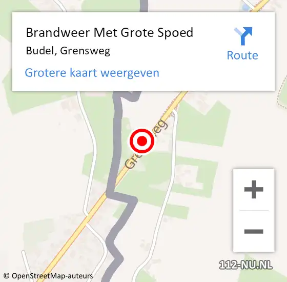 Locatie op kaart van de 112 melding: Brandweer Met Grote Spoed Naar Budel, Grensweg op 7 december 2017 20:36