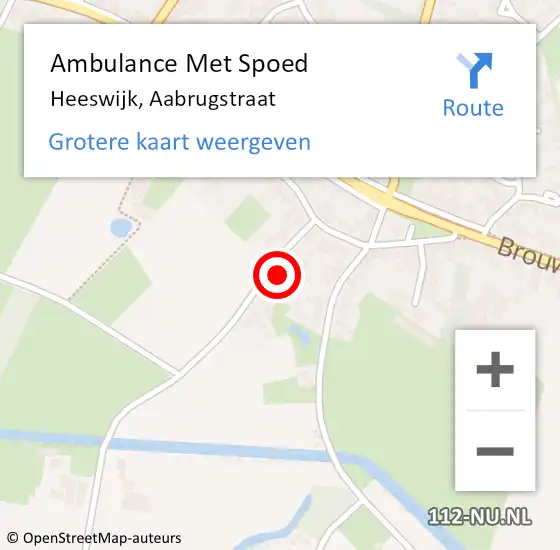 Locatie op kaart van de 112 melding: Ambulance Met Spoed Naar Heeswijk, Aabrugstraat op 7 december 2017 21:25
