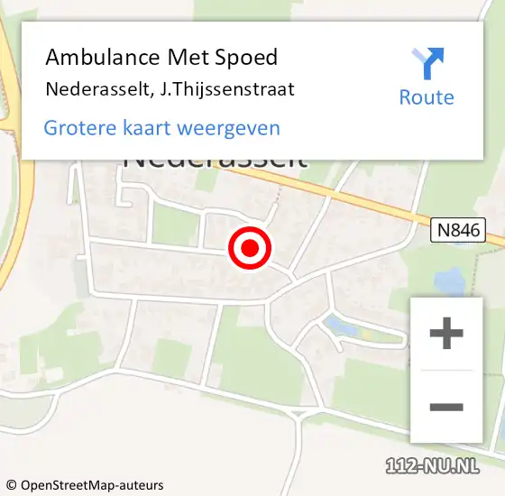 Locatie op kaart van de 112 melding: Ambulance Met Spoed Naar Nederasselt, J.Thijssenstraat op 7 december 2017 22:44