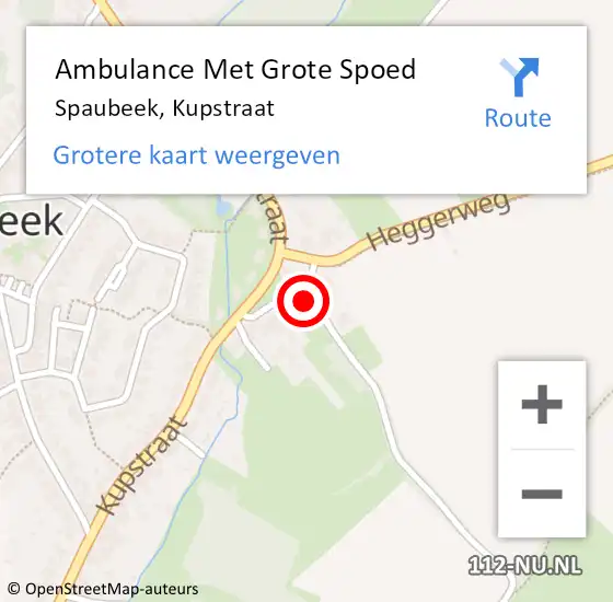Locatie op kaart van de 112 melding: Ambulance Met Grote Spoed Naar Spaubeek, Kupstraat op 9 februari 2014 02:49