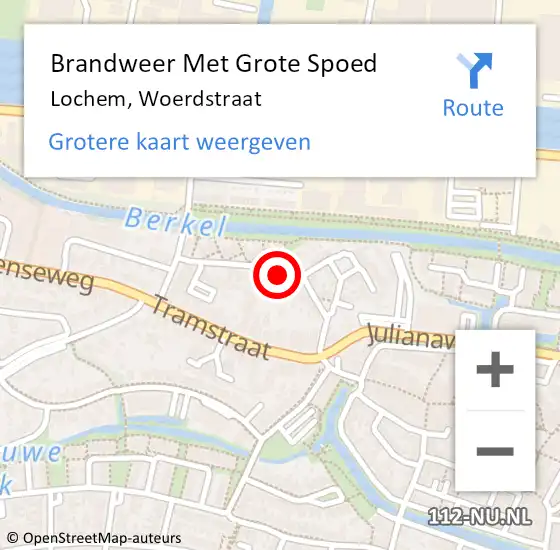 Locatie op kaart van de 112 melding: Brandweer Met Grote Spoed Naar Lochem, Woerdstraat op 7 december 2017 23:11