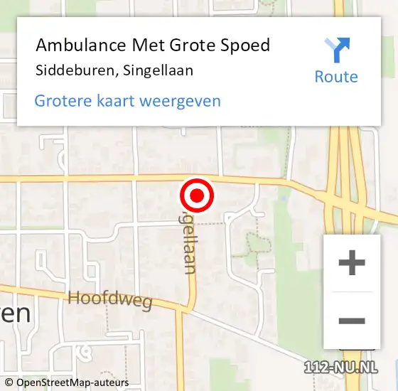 Locatie op kaart van de 112 melding: Ambulance Met Grote Spoed Naar Siddeburen, Singellaan op 9 februari 2014 03:12