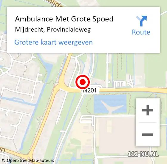 Locatie op kaart van de 112 melding: Ambulance Met Grote Spoed Naar Mijdrecht, Provincialeweg op 8 december 2017 01:07