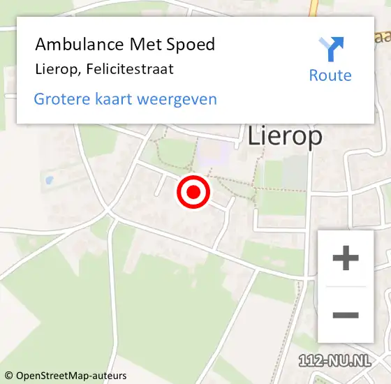 Locatie op kaart van de 112 melding: Ambulance Met Spoed Naar Lierop, Felicitestraat op 8 december 2017 01:55