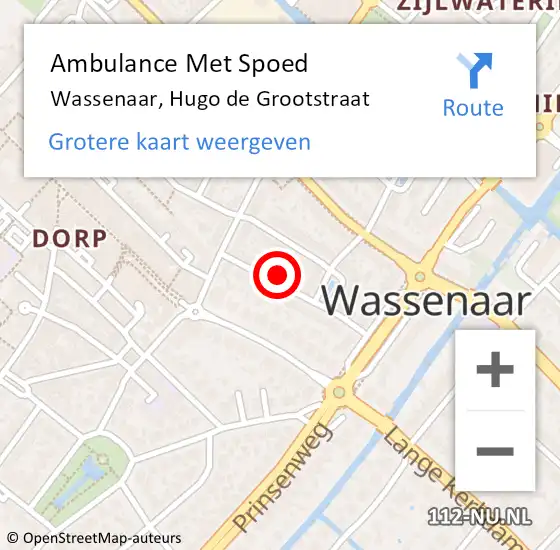 Locatie op kaart van de 112 melding: Ambulance Met Spoed Naar Wassenaar, Hugo de Grootstraat op 8 december 2017 02:39