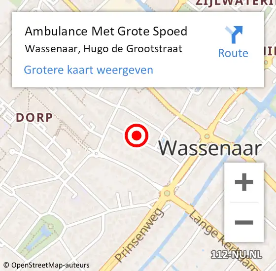 Locatie op kaart van de 112 melding: Ambulance Met Grote Spoed Naar Wassenaar, Hugo de Grootstraat op 8 december 2017 02:43