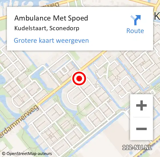 Locatie op kaart van de 112 melding: Ambulance Met Spoed Naar Kudelstaart, Sconedorp op 8 december 2017 02:49