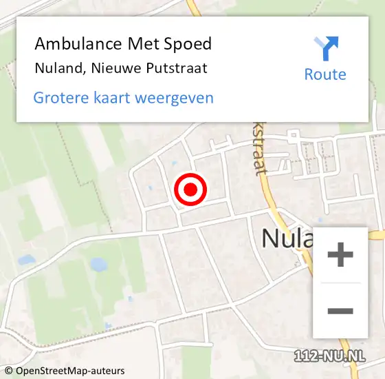 Locatie op kaart van de 112 melding: Ambulance Met Spoed Naar Nuland, Nieuwe Putstraat op 8 december 2017 04:29