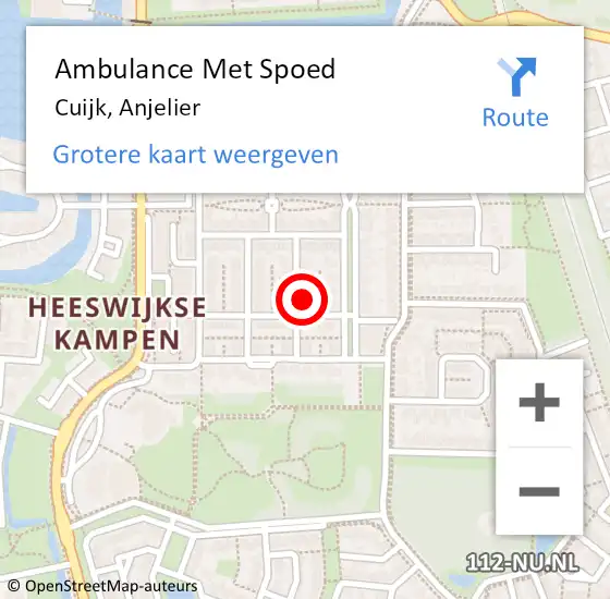 Locatie op kaart van de 112 melding: Ambulance Met Spoed Naar Cuijk, Anjelier op 8 december 2017 05:43