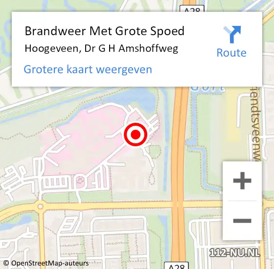 Locatie op kaart van de 112 melding: Brandweer Met Grote Spoed Naar Hoogeveen, Dr G H Amshoffweg op 8 december 2017 07:21