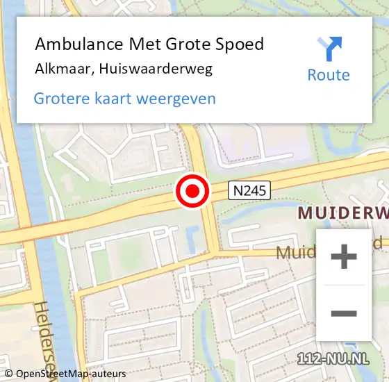 Locatie op kaart van de 112 melding: Ambulance Met Grote Spoed Naar Alkmaar, Huiswaarderweg op 8 december 2017 07:44