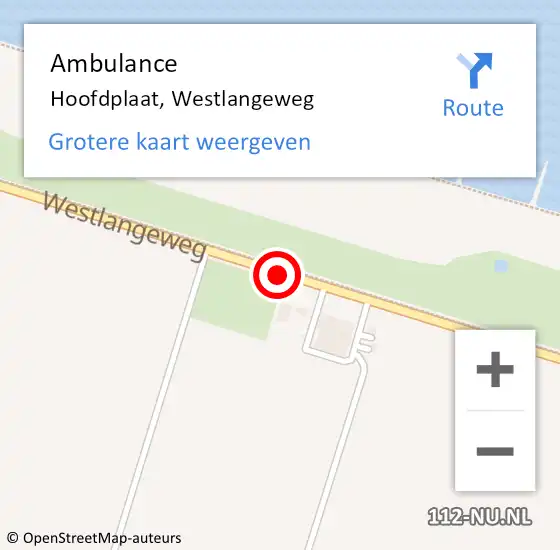 Locatie op kaart van de 112 melding: Ambulance Hoofdplaat, Westlangeweg op 8 december 2017 07:50