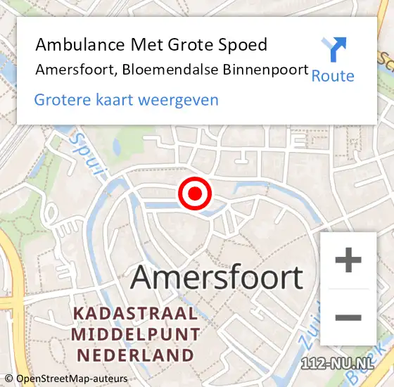 Locatie op kaart van de 112 melding: Ambulance Met Grote Spoed Naar Amersfoort, Bloemendalse Binnenpoort op 8 december 2017 08:06