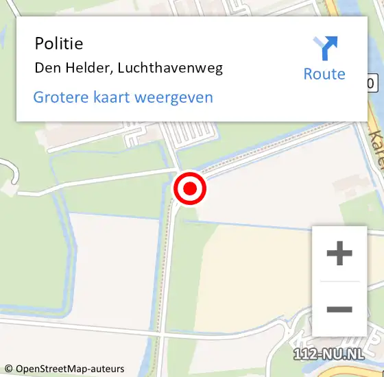 Locatie op kaart van de 112 melding: Politie Den Helder, Luchthavenweg op 8 december 2017 08:11