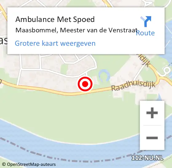 Locatie op kaart van de 112 melding: Ambulance Met Spoed Naar Maasbommel, Meester van de Venstraat op 8 december 2017 08:13