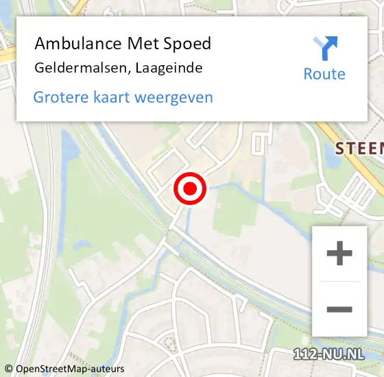 Locatie op kaart van de 112 melding: Ambulance Met Spoed Naar Geldermalsen, Laageinde op 8 december 2017 08:23
