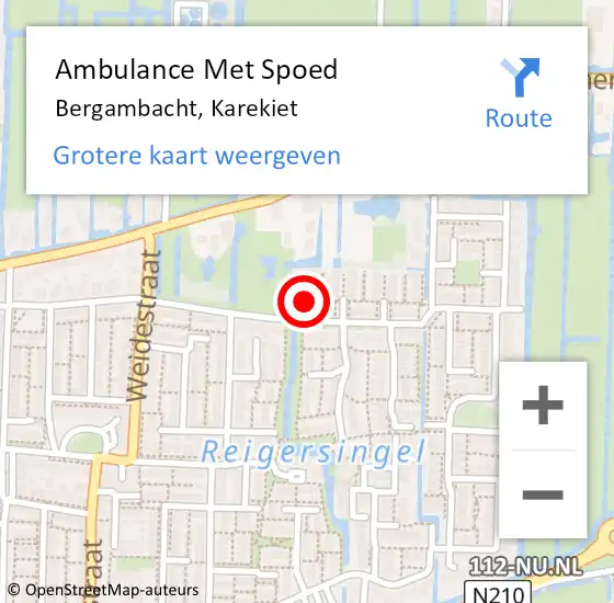 Locatie op kaart van de 112 melding: Ambulance Met Spoed Naar Bergambacht, Karekiet op 8 december 2017 08:30