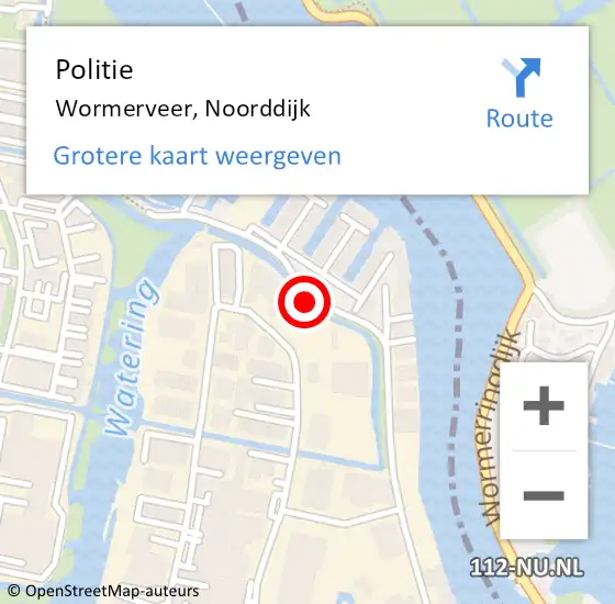 Locatie op kaart van de 112 melding: Politie Wormerveer, Noorddijk op 8 december 2017 08:30