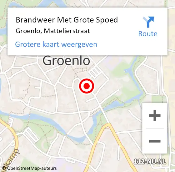 Locatie op kaart van de 112 melding: Brandweer Met Grote Spoed Naar Groenlo, Mattelierstraat op 8 december 2017 08:49