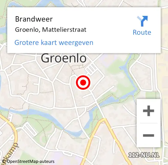 Locatie op kaart van de 112 melding: Brandweer Groenlo, Mattelierstraat op 8 december 2017 08:52