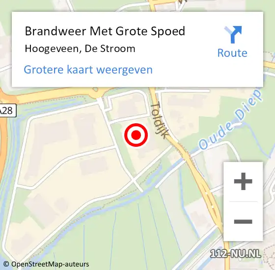 Locatie op kaart van de 112 melding: Brandweer Met Grote Spoed Naar Hoogeveen, De Stroom op 8 december 2017 09:17