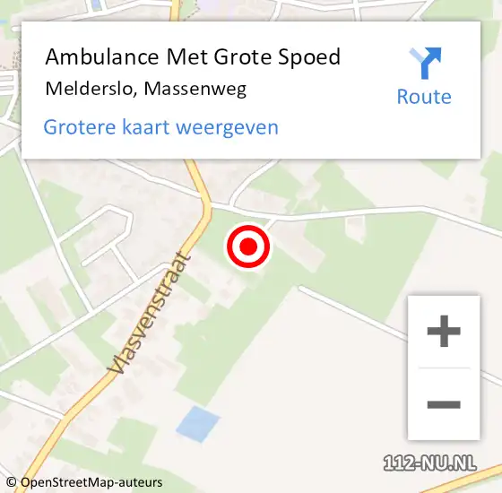 Locatie op kaart van de 112 melding: Ambulance Met Grote Spoed Naar Melderslo, Massenweg op 8 december 2017 09:18
