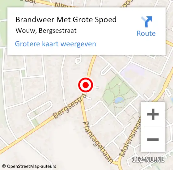 Locatie op kaart van de 112 melding: Brandweer Met Grote Spoed Naar Wouw, Bergsestraat op 8 december 2017 10:13