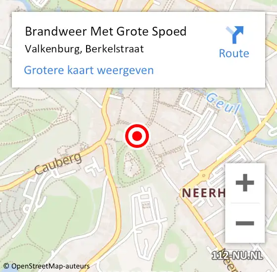 Locatie op kaart van de 112 melding: Brandweer Met Grote Spoed Naar Valkenburg, Berkelstraat op 8 december 2017 11:21