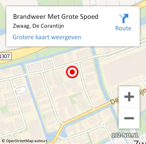 Locatie op kaart van de 112 melding: Brandweer Met Grote Spoed Naar Zwaag, De Corantijn op 8 december 2017 11:21