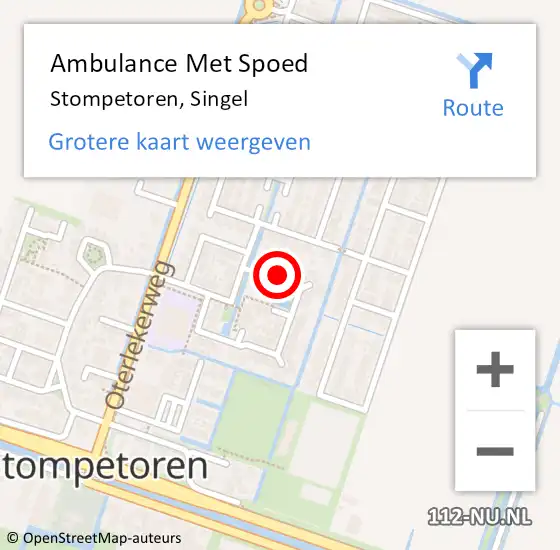 Locatie op kaart van de 112 melding: Ambulance Met Spoed Naar Stompetoren, Singel op 8 december 2017 11:33