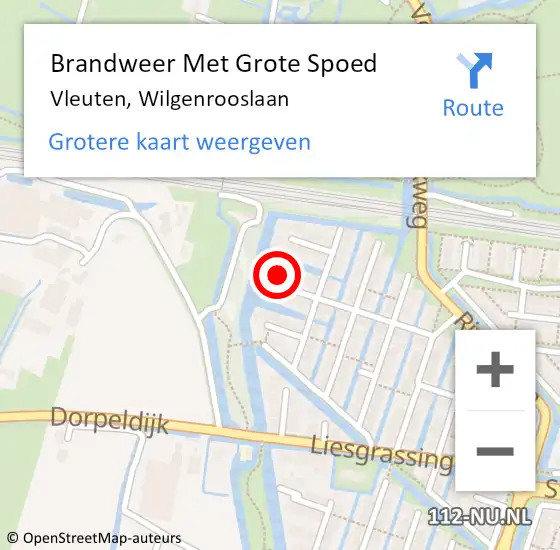 Locatie op kaart van de 112 melding: Brandweer Met Grote Spoed Naar Vleuten, Wilgenrooslaan op 8 december 2017 11:44