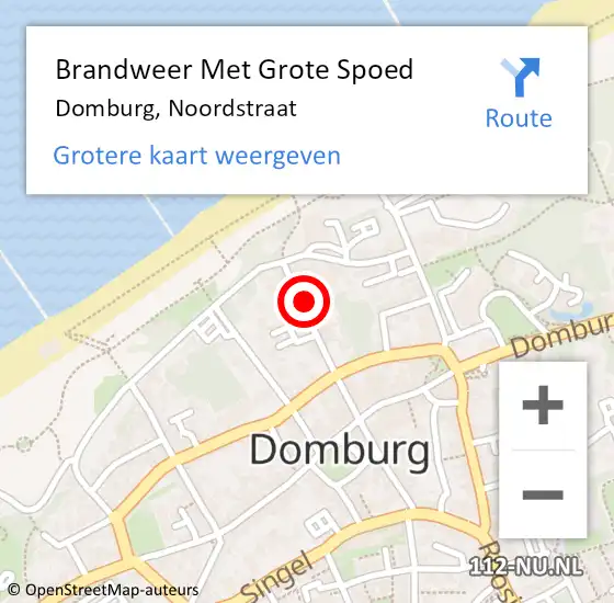 Locatie op kaart van de 112 melding: Brandweer Met Grote Spoed Naar Domburg, Noordstraat op 8 december 2017 11:46