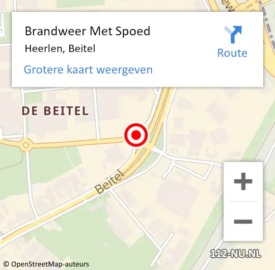 Locatie op kaart van de 112 melding: Brandweer Met Spoed Naar Heerlen, Beitel op 8 december 2017 11:55