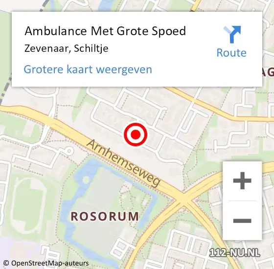 Locatie op kaart van de 112 melding: Ambulance Met Grote Spoed Naar Zevenaar, Schiltje op 8 december 2017 12:03