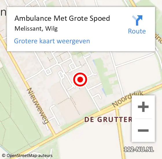 Locatie op kaart van de 112 melding: Ambulance Met Grote Spoed Naar Melissant, Wilg op 8 december 2017 12:11