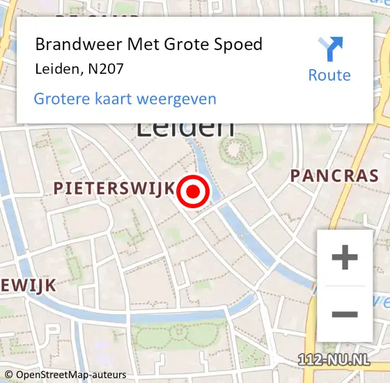 Locatie op kaart van de 112 melding: Brandweer Met Grote Spoed Naar Leiden, Stadhuisplein op 8 december 2017 12:15