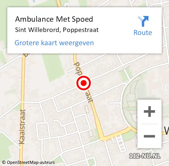 Locatie op kaart van de 112 melding: Ambulance Met Spoed Naar St Willebrord, Poppestraat op 8 december 2017 12:16