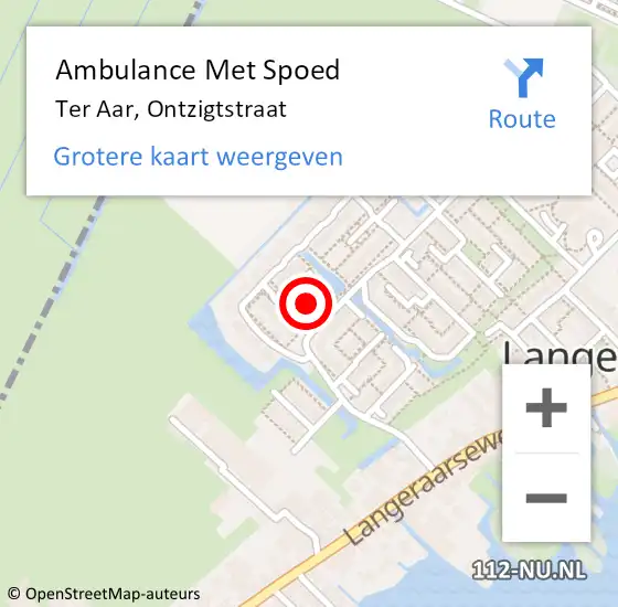 Locatie op kaart van de 112 melding: Ambulance Met Spoed Naar Ter Aar, Ontzigtstraat op 9 februari 2014 05:12