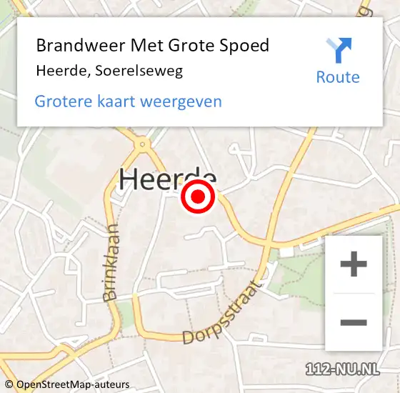 Locatie op kaart van de 112 melding: Brandweer Met Grote Spoed Naar Heerde, Soerelseweg op 8 december 2017 12:37