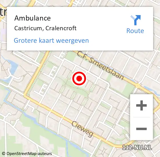 Locatie op kaart van de 112 melding: Ambulance Castricum, Cralencroft op 8 december 2017 13:18