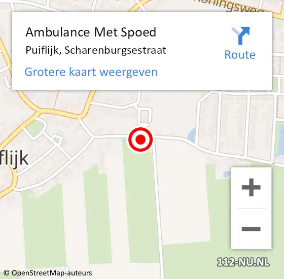 Locatie op kaart van de 112 melding: Ambulance Met Spoed Naar Puiflijk, Scharenburgsestraat op 8 december 2017 13:37