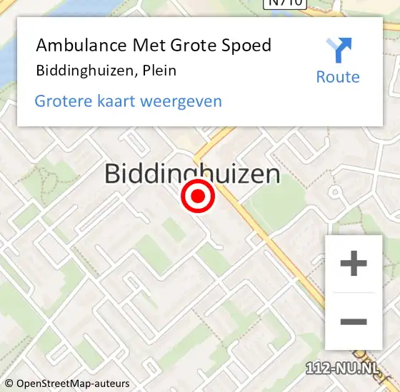 Locatie op kaart van de 112 melding: Ambulance Met Grote Spoed Naar Biddinghuizen, Plein op 8 december 2017 15:25