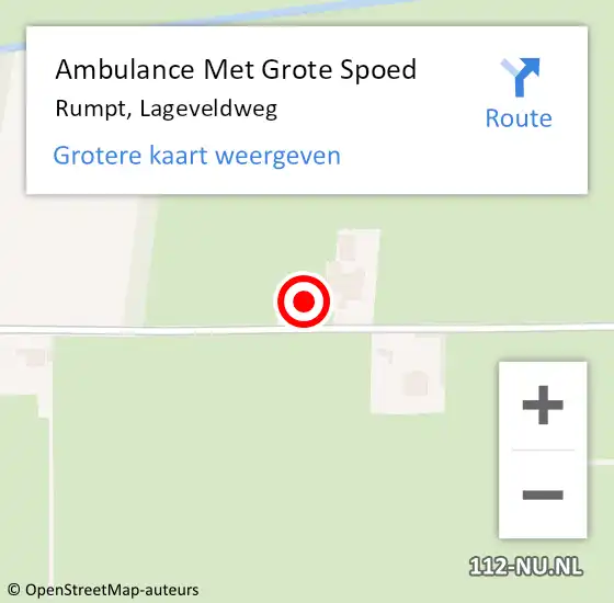 Locatie op kaart van de 112 melding: Ambulance Met Grote Spoed Naar Rumpt, Lageveldweg op 8 december 2017 15:28