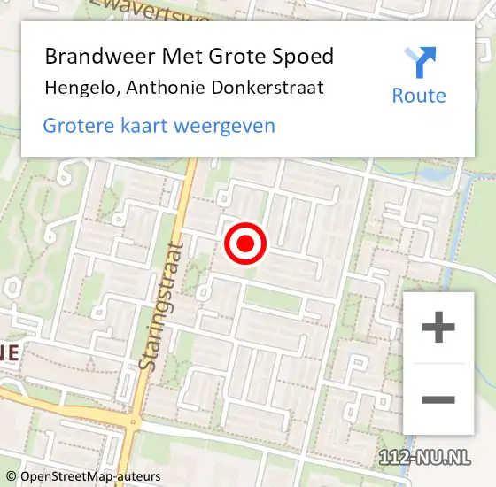 Locatie op kaart van de 112 melding: Brandweer Met Grote Spoed Naar Hengelo, Anthonie Donkerstraat op 8 december 2017 15:34