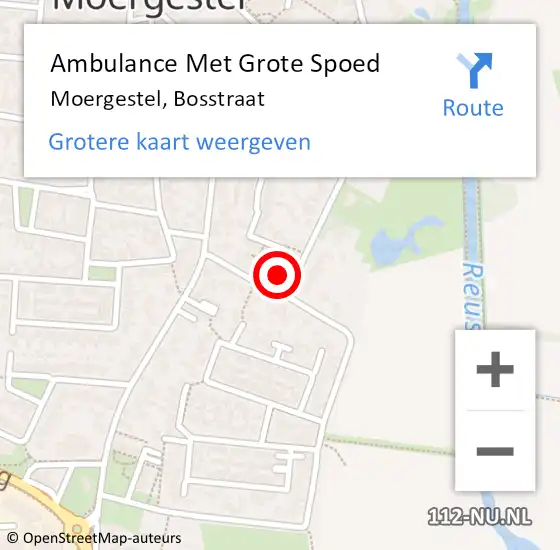 Locatie op kaart van de 112 melding: Ambulance Met Grote Spoed Naar Moergestel, Bosstraat op 8 december 2017 15:40